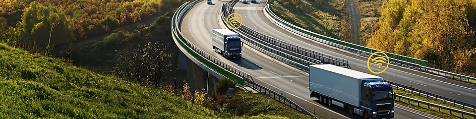 Truck running on road